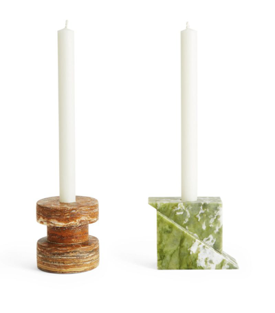 Soho Home Marble Ambra Candle Holder Gift Set In Multi