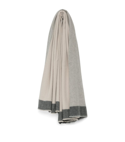 Begg & Co Begg X Co Alva Border Throw (140cm X 200cm) In Silver