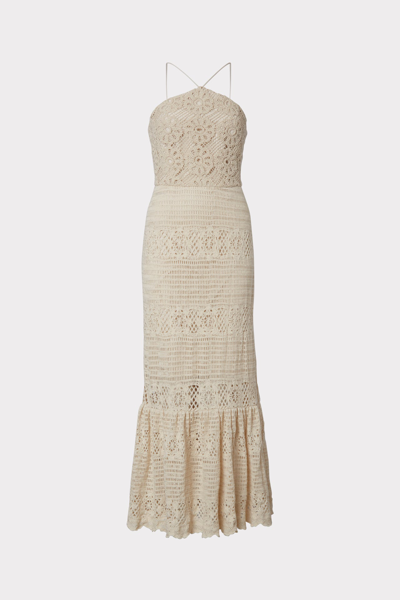 Milly Arden Crochet Halter Maxi Dress In Natural