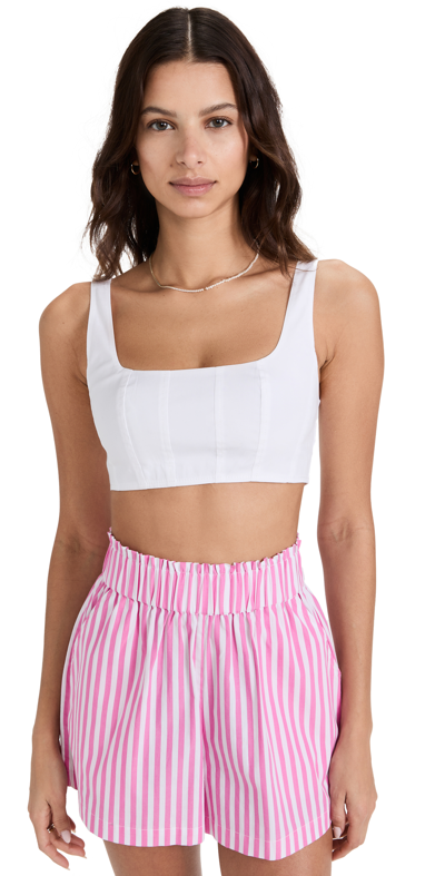 Staud Wells Square-neck Cotton-blend Crop Top In White