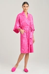 Natori Decadence Jacquard Satin Robe In Tropical Pink