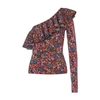 Philosophy Di Lorenzo Serafini One-shoulder Knit Top With Floral Pattern In Marrone