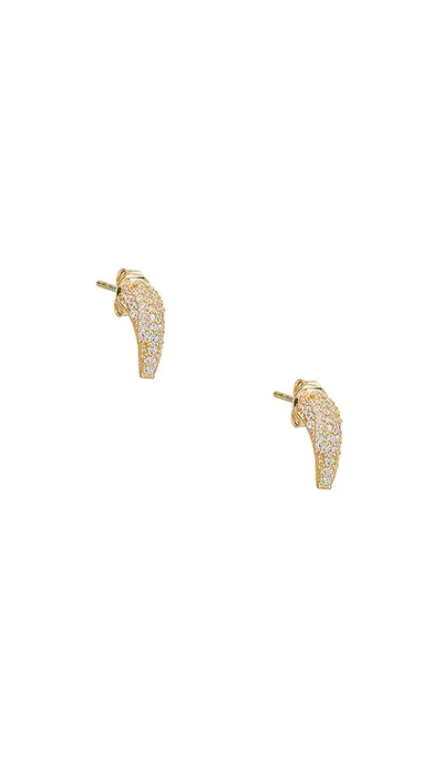 Adinas Jewels Mini Pave Tusk Stud Earring – 金色 In Gold