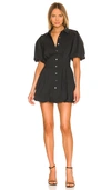 Jonathan Simkhai Cleo Pleated Gathered Cotton-blend Mini Shirt Dress In Black