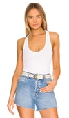 Commando Luxury Rib Racerback Tank Bodysuit In White