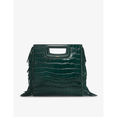 Maje Verts Mini M Croc-embossed Leather Shoulder Bag 1 Size In Bottle Green /