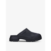 Ganni Logo-patch Recycled-rubber Sliders In Black