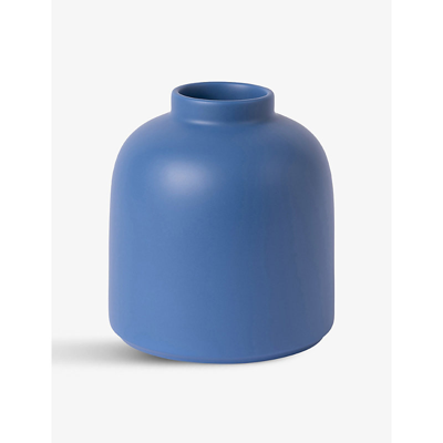 Raawii Omar Glazed Earthenware Vase 22cm X 19cm In Blue