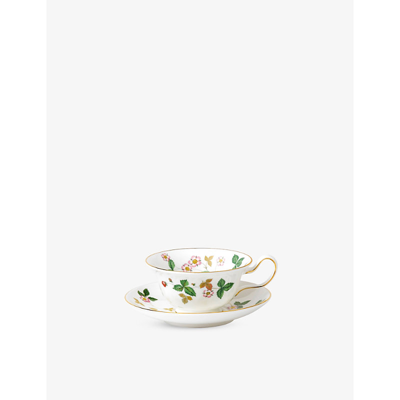 Wedgwood Wild Strawberry Bone China Teacup And Saucer Set
