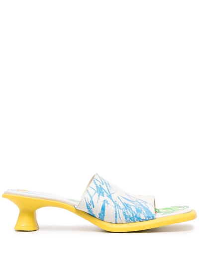 Camper Graphic-print Leather Mules In White