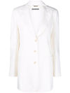 Alberta Ferretti Longline Single-breasted Blazer In White
