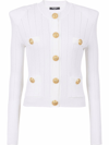 Balmain Women Buttoned Tweed Short Jacket In White