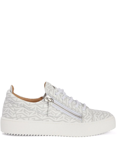 Giuseppe Zanotti Gail Monogram-print Low-top Trainers In White