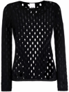 ALLUDE PERFORATED-DETAIL CASHMERE TOP
