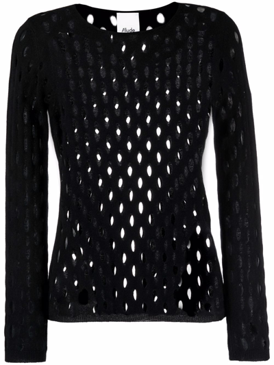 Allude Perforated-detail Cashmere Top In Black