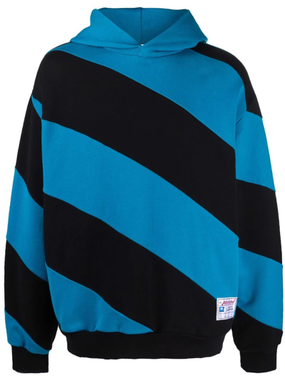 Marni Diagonal Stripe Cotton Hoodie In Blue