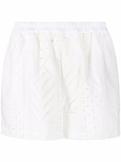 Just Cavalli Broderie Anglaise Shorts In White