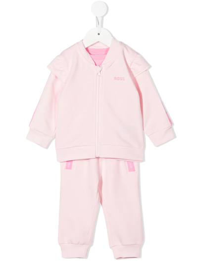 Bosswear Babies' Two-piece Logo Tracksuit Set In Pink