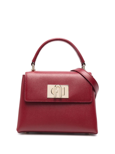 Furla Leather Fold-over Tote Bag In Red