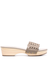 Ancient Greek Sandals Interwoven-detail Leather Clogs In Grey