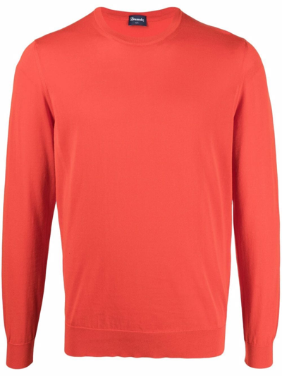 Drumohr Crew-neck Long-sleeve Jumper In Red