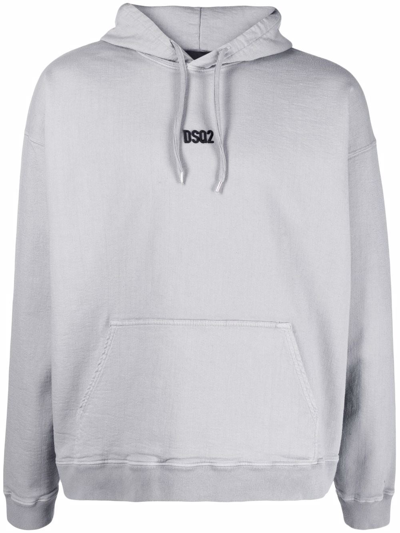 Dsquared2 Logo-print Pullover Hoodie In Grey