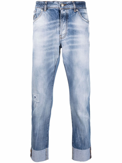 John Richmond Turn-up Hem Slim-cut Jeans In Blau