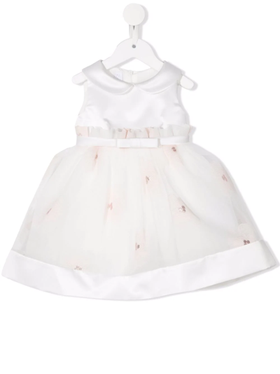 Colorichiari Babies' Peter Pan Collar Tulle Gown In White