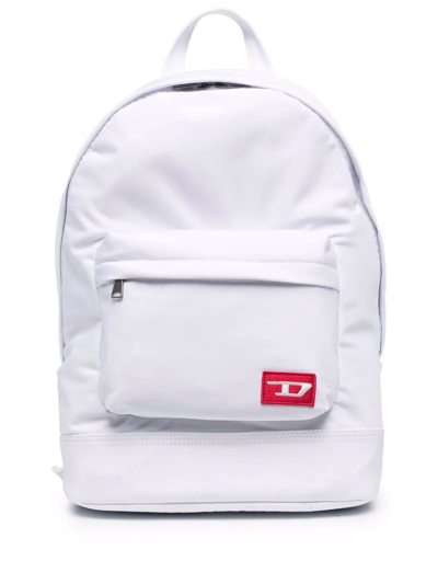 Diesel Logo-patch Zipped Backpack In White