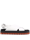 Plan C Crossover Strap Detail Sandals In White