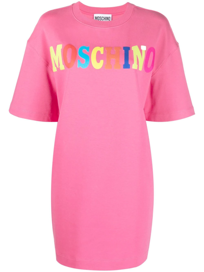 Moschino Logo-print T-shirt Dress In Pink