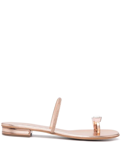 Casadei Crystal Toe-ring Sandals In Pink