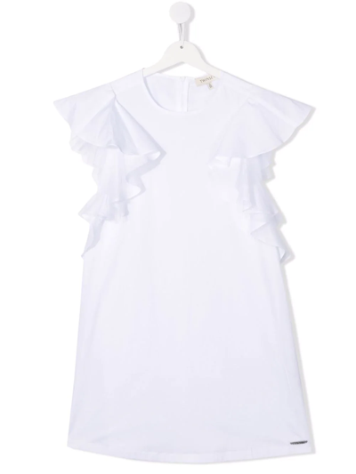 Twinset Kids' Ruffle-trim Detail Dress In White