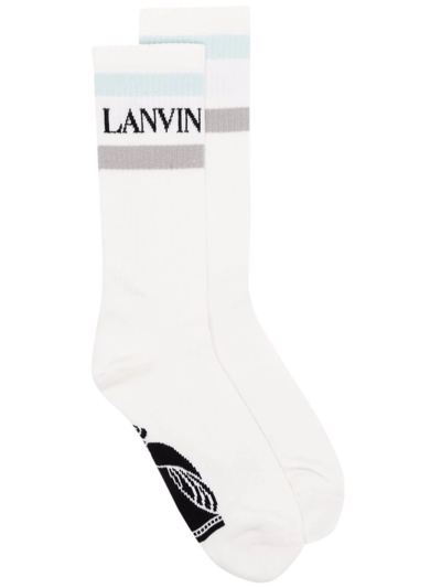 Lanvin Logo Intarsia-knit Socks In White