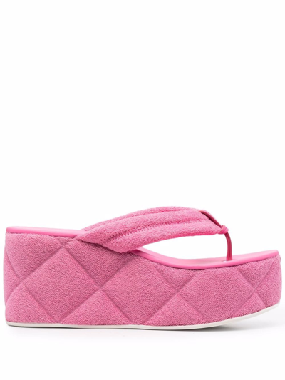 Le Silla Open-toe Wedge Sandals In Pink