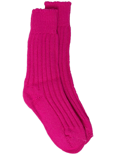 The Elder Statesman Chunky-knit Socks In Pink