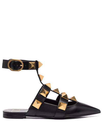 Valentino Garavani Rockstud Detail Pointed Toe Pumps In Black