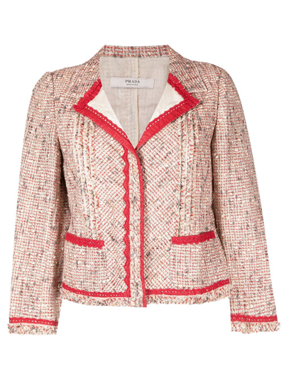 Pre-owned Prada Bouclé Single-breasted Jacket In Red
