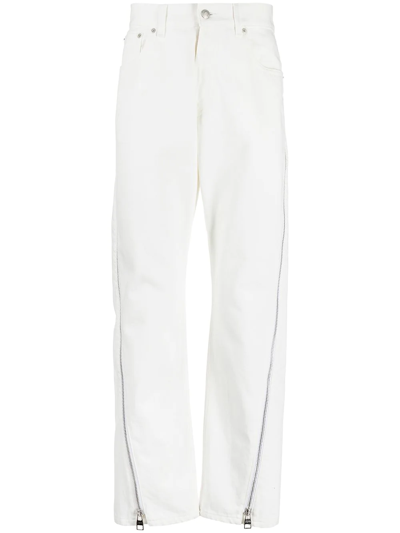 Alexander Mcqueen Zipped-leg Jeans In White