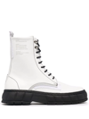 Viron Apple Faux Leather Combat Boots In White
