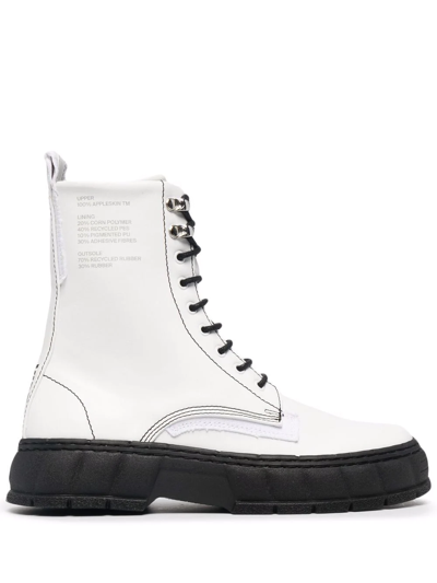 Viron Apple Faux Leather Combat Boots In Blue