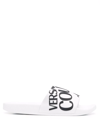 VERSACE JEANS COUTURE DIAGONAL LOGO FLAT SLIDES