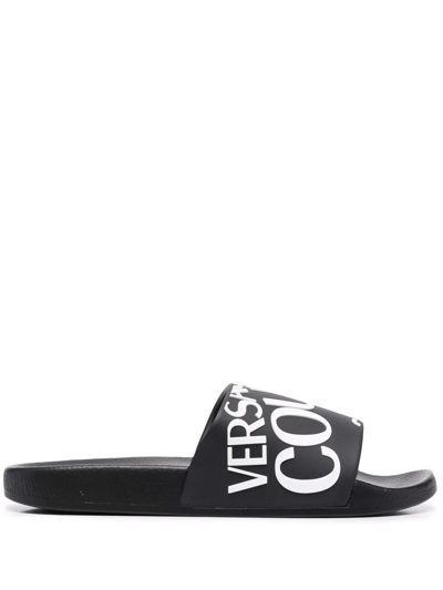 VERSACE JEANS COUTURE LOGO FLAT SLIDES