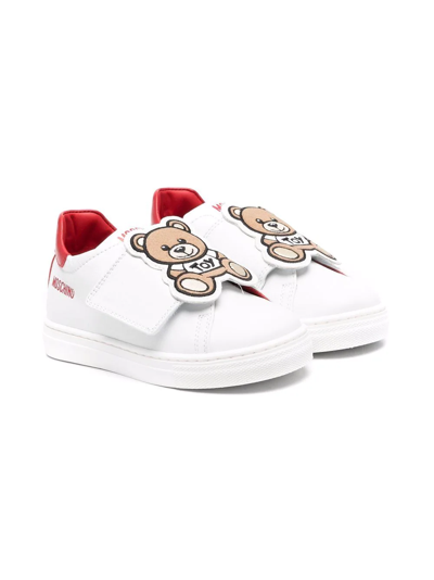 Moschino Kids' Teddy Bear Motif Sneakers In White