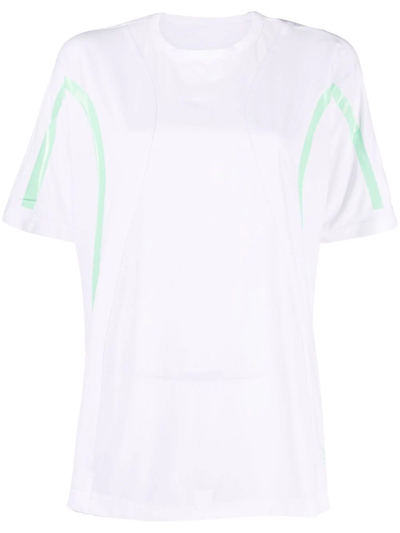 Adidas By Stella Mccartney + Net Sustain Truepace Striped Recycled Stretch-mesh T-shirt In White