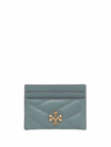 Tory Burch Kira Chevron Leather Card Case In Blue