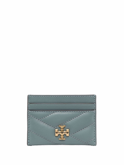 Tory Burch Kira Chevron Leather Card Case In Blue