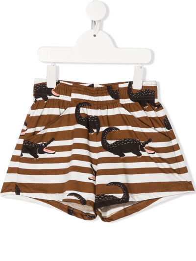 Mini Rodini Kids Brown & White Crocodile Shorts