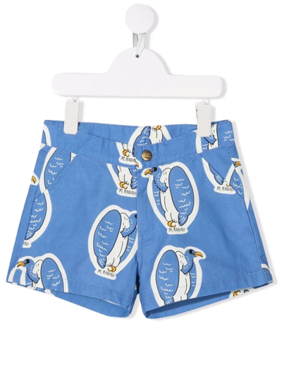 Mini Rodini Kids' Penguin-print Shorts In Blue