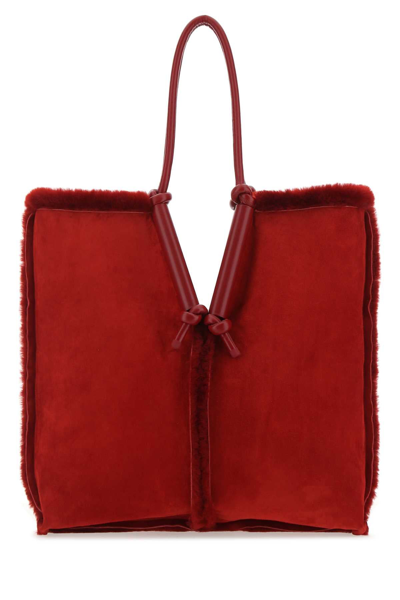 Bottega Veneta Bolster Knot Detailed Tote Bag In Red